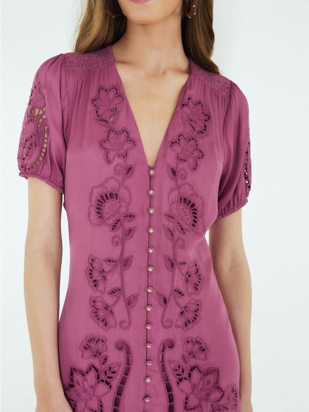 FARM Rio Pink Richelieu Lenzing Ecovero Viscose Maxi Dress Size Medium NWT - Picture 4 of 16